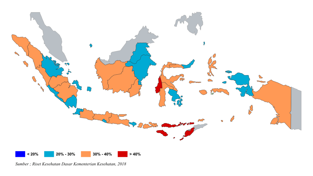 map of the distribution of stunting areas in Indonesia 