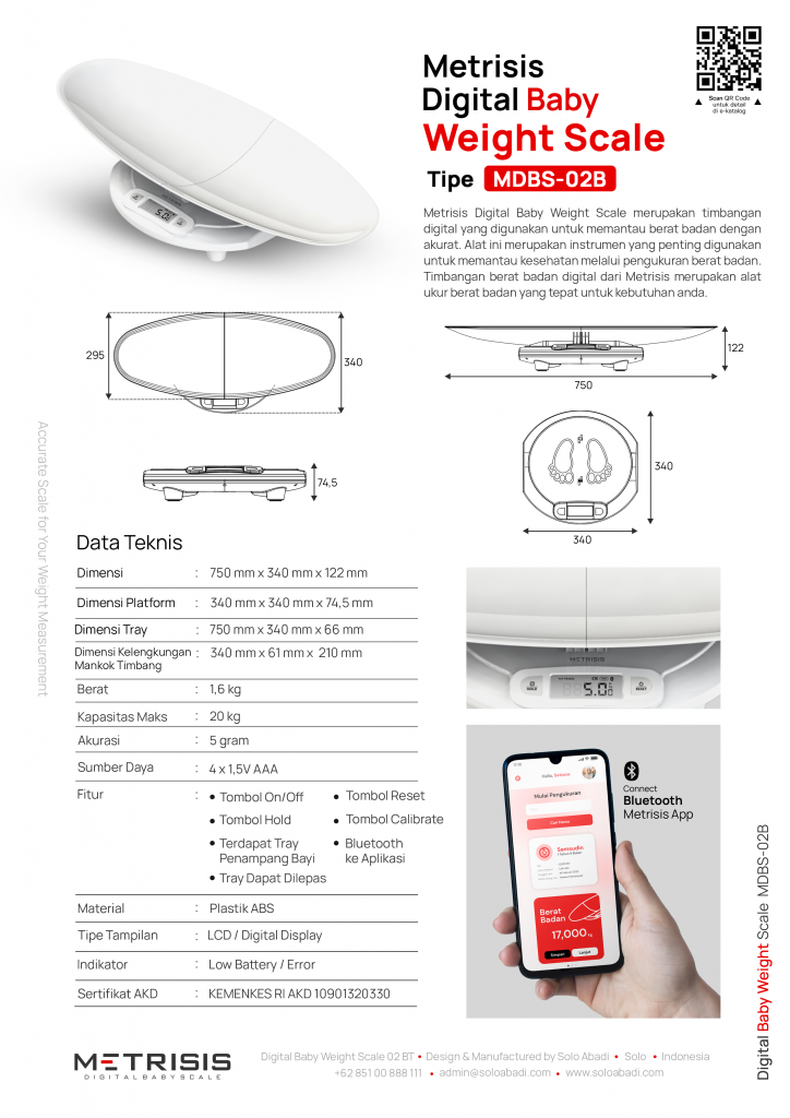 metrisis digital baby weight scale bluetooth dari Solo Abadi Indonesia 