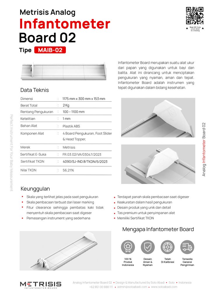 Spesifikasi dan brosur lengkap infantometer board dari PT Solo Abadi Indonesia