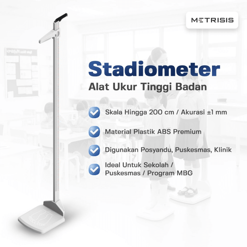 Stadiometer membantu mendata untuk bahan kalkulator gizi anak.